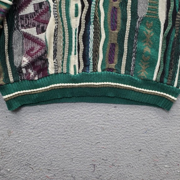 Le Tigre Sweater Mens L Multi Geometric 3D Knit Long Sleeve Crew Neck Pullover - Picture 10 of 12